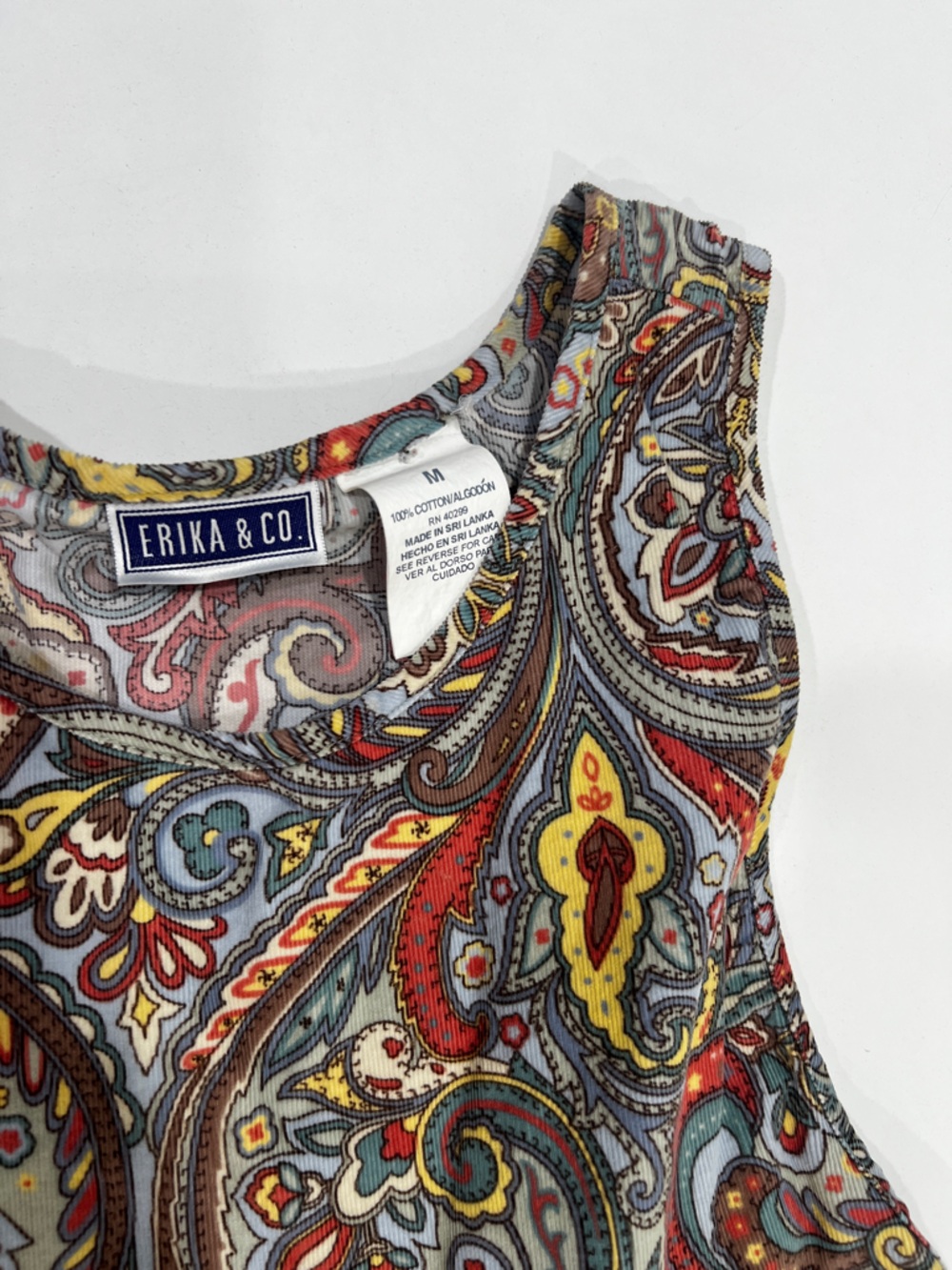 Vintage, 100% Cotton, Erika & Co Sleeveless Paisley Print Dress